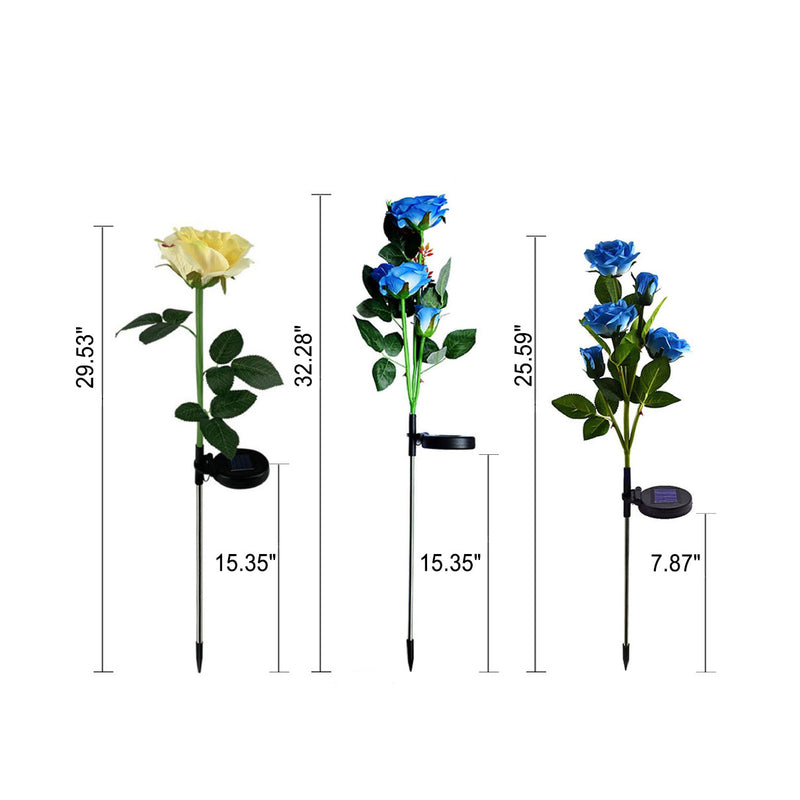 Creative Simulation Rose Decoration Solar Outdoor Lawn LED Garden Ground Insert Landscape Light