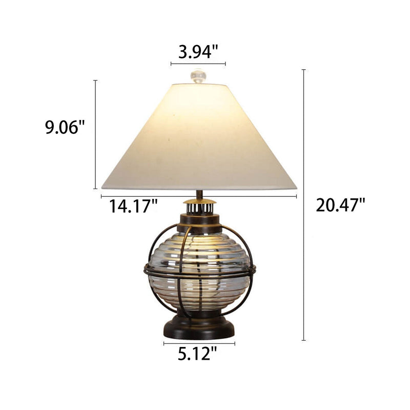 Vintage Iron Glass Horse Lamp Design Fabric 1 - Light Table Lamp