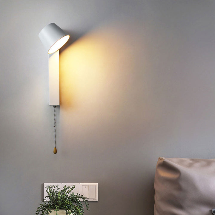 Applique murale LED avec interrupteur à tirette en fer forgé simple nordique et acrylique 