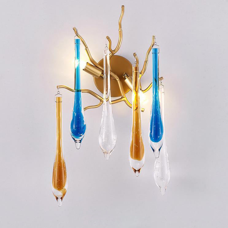 Lámpara Aplique de Pared de 2 Luces con Rama de Cristal Colorido Moderno 
