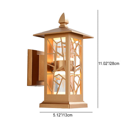 Traditional Chinese Zinc Alloy House Pagoda LED Waterproof Wall Sconce Lamp For Outdoor Patio