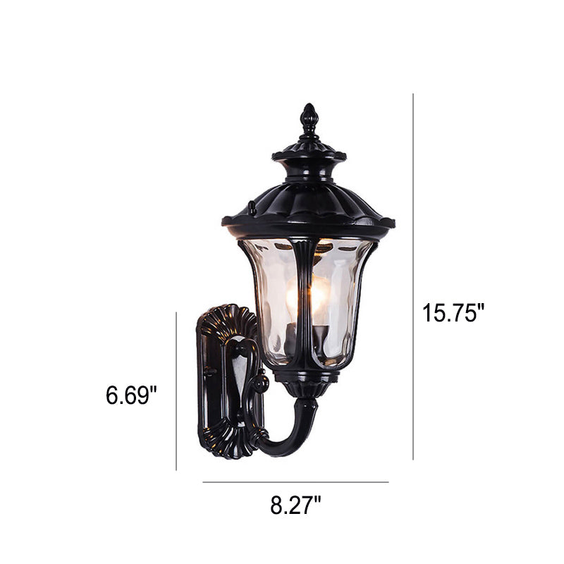 European Retro Waterproof Stone Pattern Glass Lampshade 1-Light Outdoor Wall Sconce Lamp