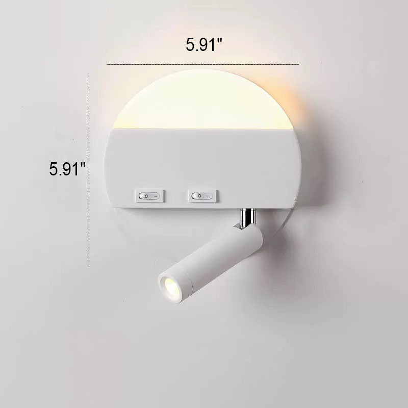 Modern Minimalist Round Square Acrylic Aluminum LED Reading Wall Sconce Lamp