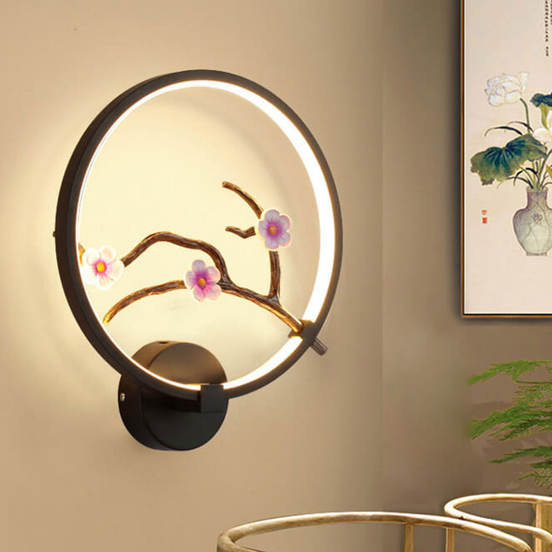 Chinese Style  Antique Plum Blossom Dimmable LED Wall Sconce Lamp
