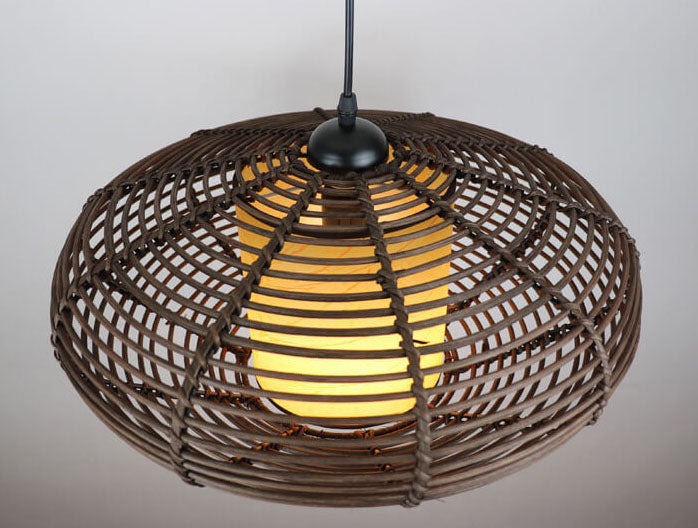 Rattan Weaving 1-Light Globe Pendelleuchte 