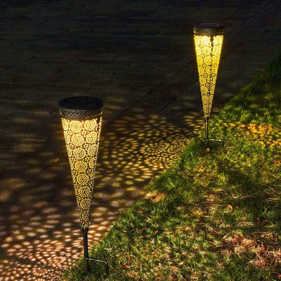 Solar Hollow Tapered Bronze LED Outdoor Garden Rasen Dekoratives Weglicht 
