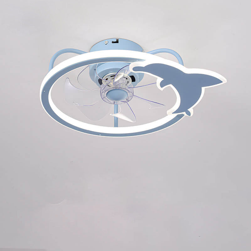 Étoile enfantine/Conception de dauphin Ventilateur LED silencieux avec montage affleurant 