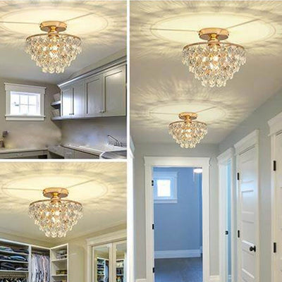 Vintage Luxury Crystal Tassel 1-Light Semi-Flush Mount Ceiling Light