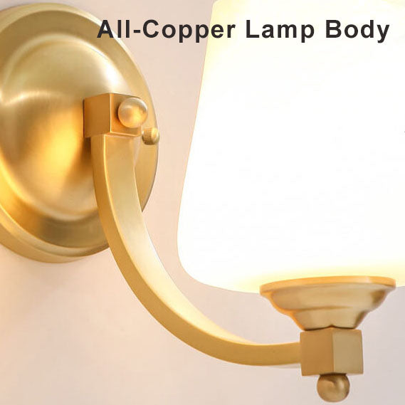 Modern 2-Light Glass Cylindrical Shade Sconce Lamp