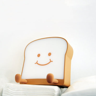 Cute Toast Bread Night Light USB Pat  Timer Bedside Bed Lamp