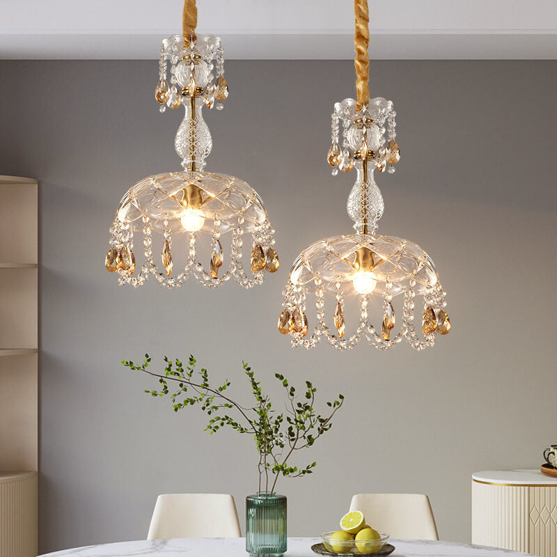 Moderne Luxus Kristall Hängedome 1-Licht Pendelleuchte 