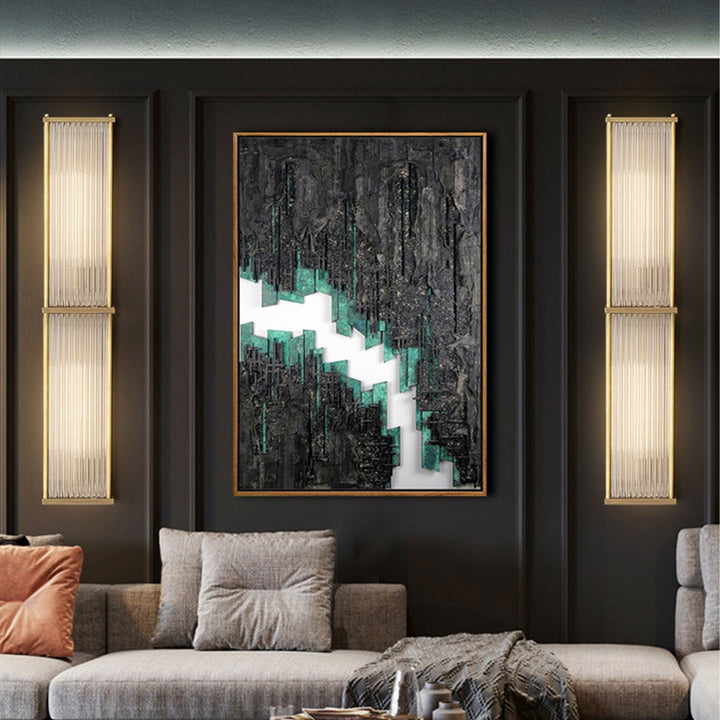 Applique murale moderne en verre rectangulaire avec matériel de luxe léger à 1 lumière 