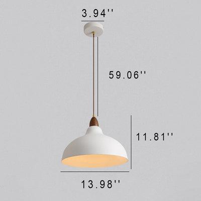 Luminaire suspendu à 1 lumière en forme de bol inversé de style japonais industriel contemporain en fer 