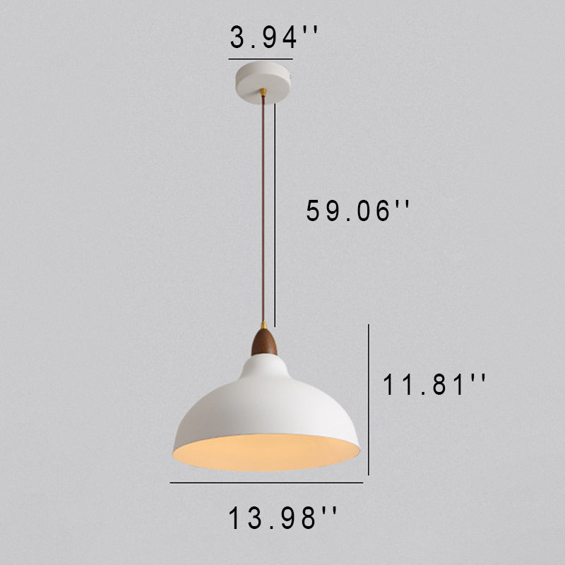 Luminaire suspendu à 1 lumière en forme de bol inversé de style japonais industriel contemporain en fer 