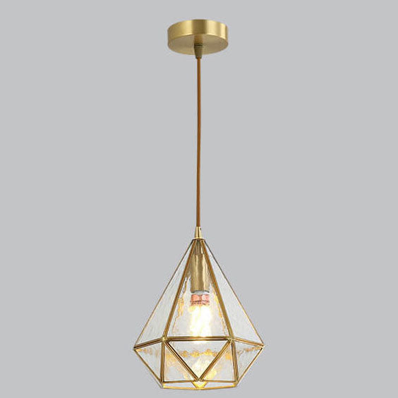 Moderne bunte Wasser-Korn-Glas 1-Licht Diamantförmige Pendelleuchte 