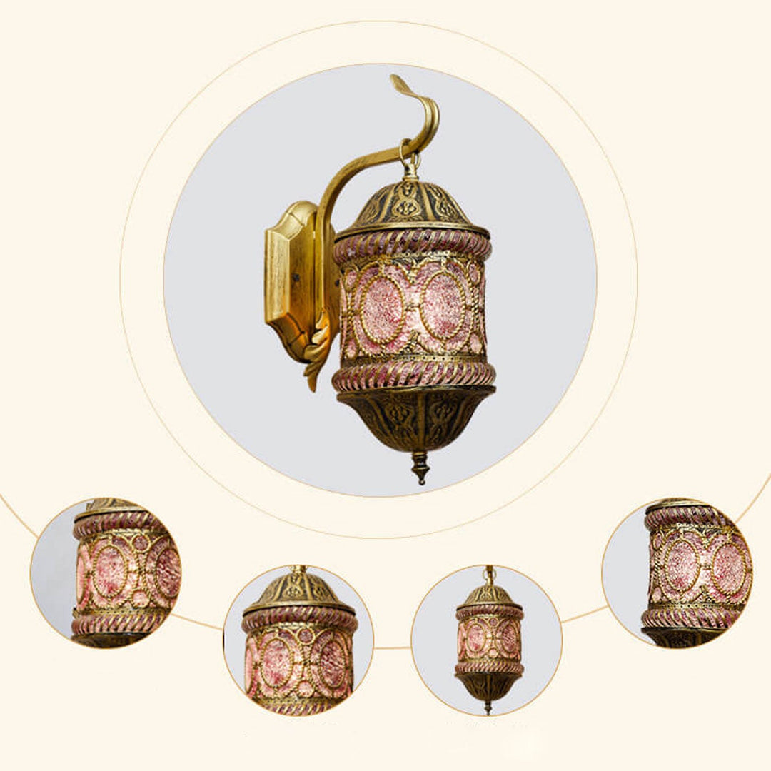 Applique murale 1 lumière en fer creux rose de style d&