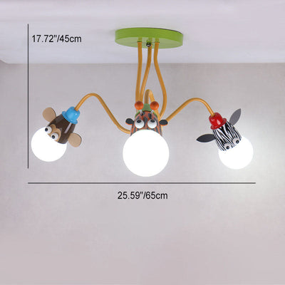 Zeitgenössische kreative Acryl-Cartoon-Tier-Hardware-Rahmen 3-Licht Kinder Deckenleuchte für Schlafzimmer 
