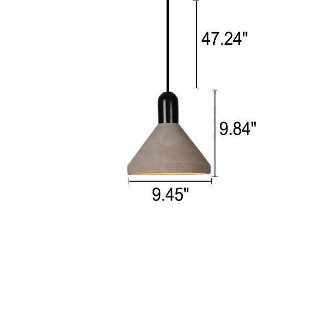 Lámpara colgante de 1 luz de cemento y madera maciza de estilo industrial 