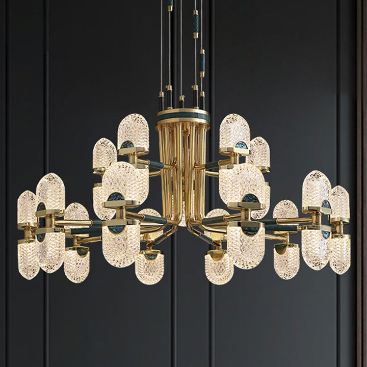 Lustre LED en cuivre massif rond moderne de luxe léger 