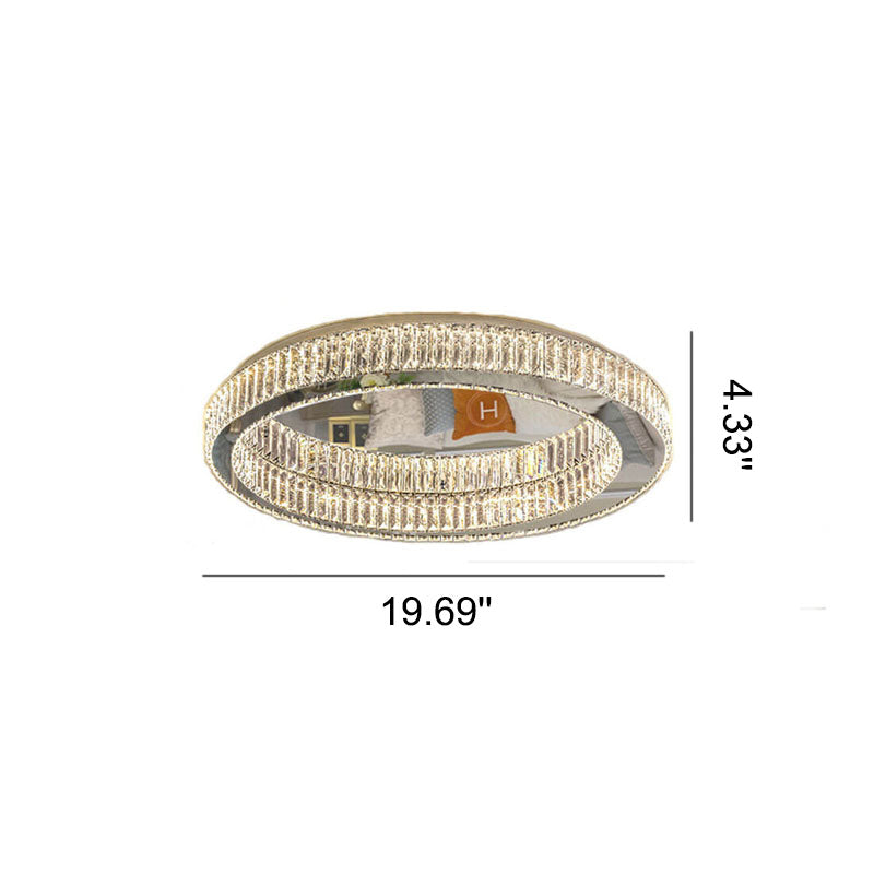 Modern Round Flush Mount Lighting Crystal LED Ceiling Light