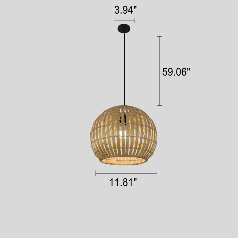 Moderne 1-flammige Pendelleuchte aus Bambus-Webeisen 