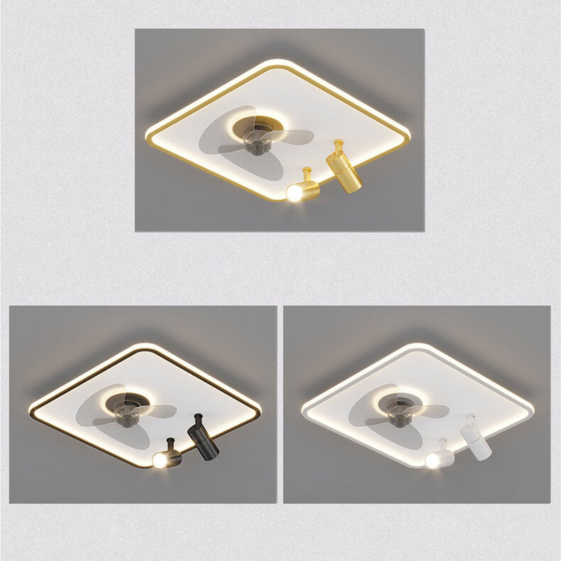 Minimalist Ultra-thin Square Spotlight  LED Flush Mount Ceiling Fan Light