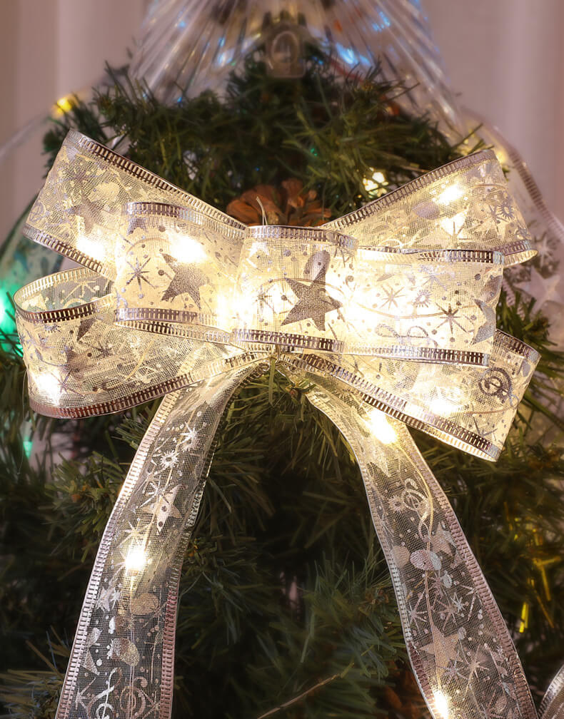 Christmas Tree Decoration Ribbon Gift LED String Lights