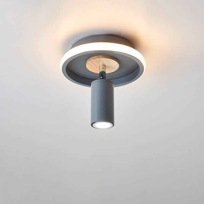 Contemporary Industrial Iron Barrel Spotlight 1-Light Flush Mount Light