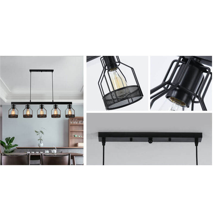 Industrielle Vintage Lang Bar Käfig Insel Licht 6-Licht Kronleuchter 