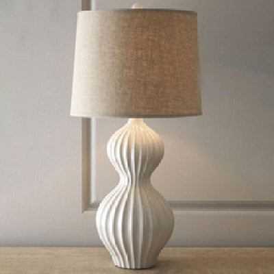 Creative Decorative White Ceramic Gourd 1-Light Table Lamp