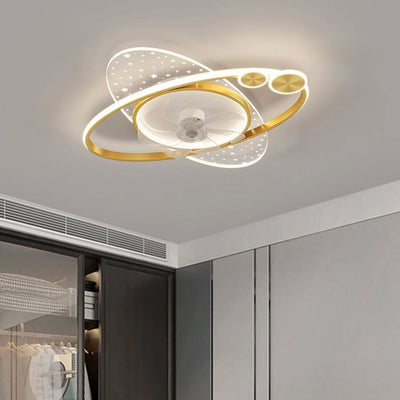 Modern Creative Planet Star Effect LED Flush Mount Ceiling Fan Light