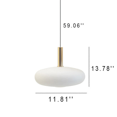 Nordic Milky White Glass Flat Round 1-Light  Pendant Light
