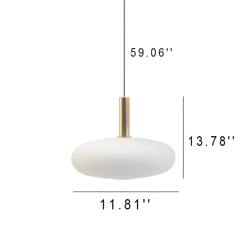 Nordic Milky White Glass Flat Round 1-Light  Pendant Light