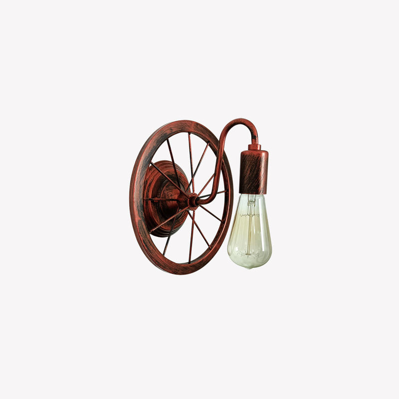Vintage Industrial Iron Wind Wheel 1- Light Wall Sconce Lamp