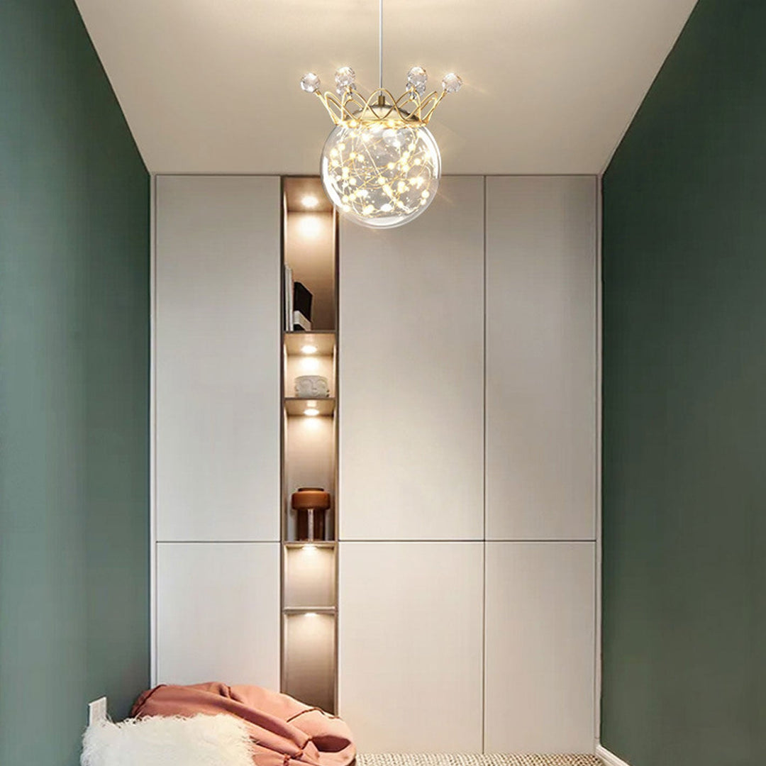 Moderne Sternenkrone Glas Kugel LED Pendelleuchte 