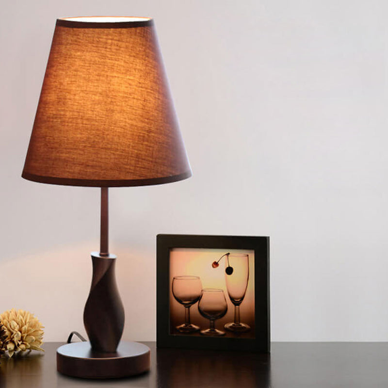 Modern Minimalist Solid Wood Fabric 1-Light Table Lamp