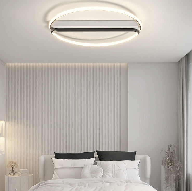 Minimalist Black and White Round LED Flush Mount Ceiling Light