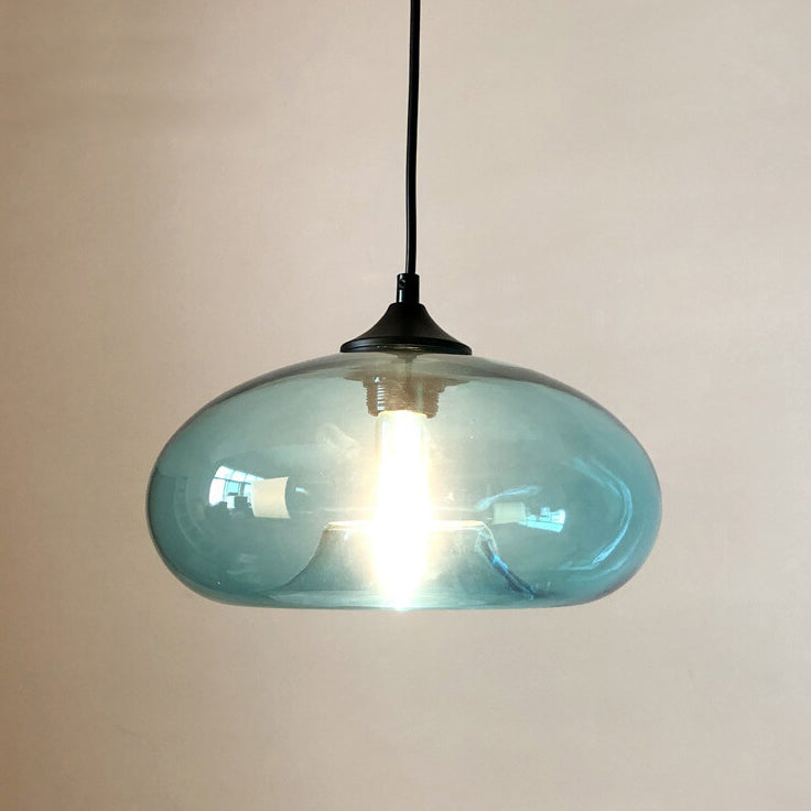Lampe suspendue ovale à 1 lumière en verre coloré créatif 