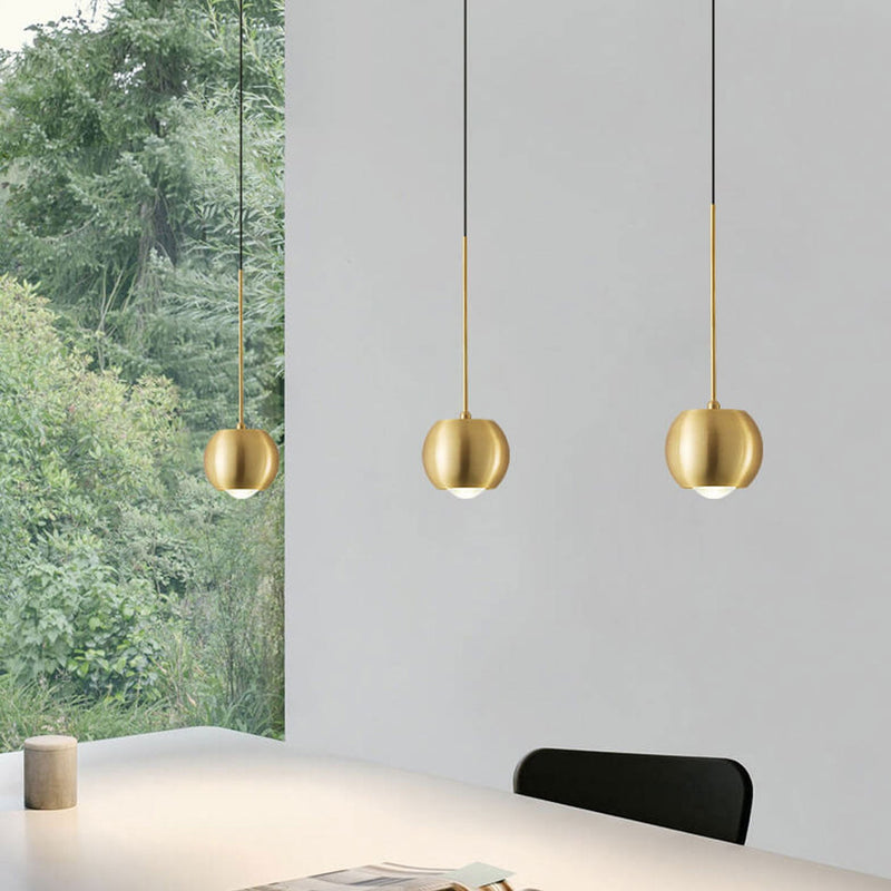 Nordic Light Luxury Full Brass Cylindrical Mini LED Pendant Light