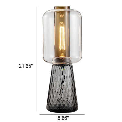 Modern Creative Clear Glass Cylinder 1-Light Table Lamp