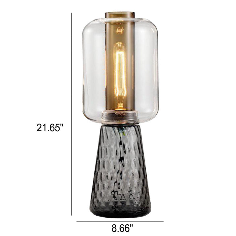 Modern Creative Clear Glass Cylinder 1-Light Table Lamp