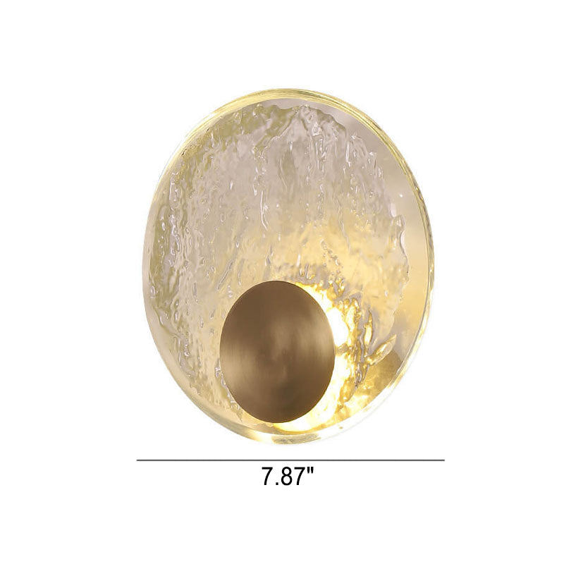 Modern Ice Cracked Glass Copper Round LED Wall Sconce Lamp