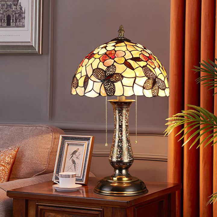 Lámpara de Mesa de 2 Luces con Patrón de Concha Europea Tiffany 