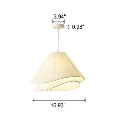 French Minimalist Cream Fabric Grass Skirt  3-Light Chandelier