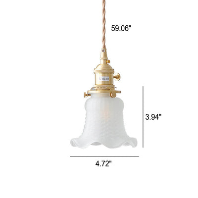 Vintage Japanese Glass Petunia 1-Light Pendant Light
