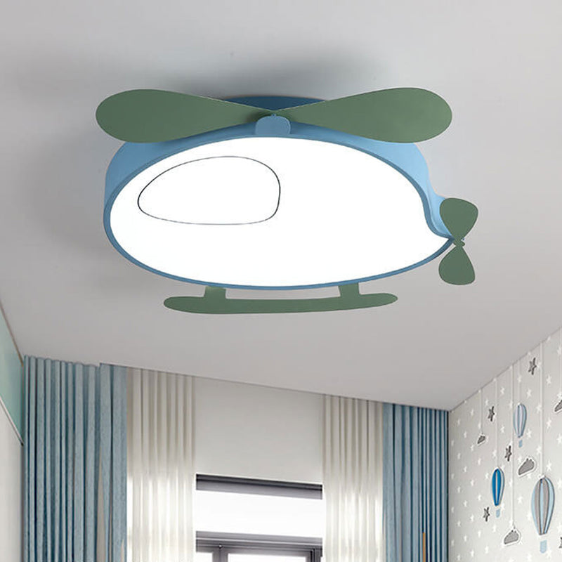 Cartoon Creative Colorful Aircraft LED Eye Protection Kids Flush Mount Ceiling Light