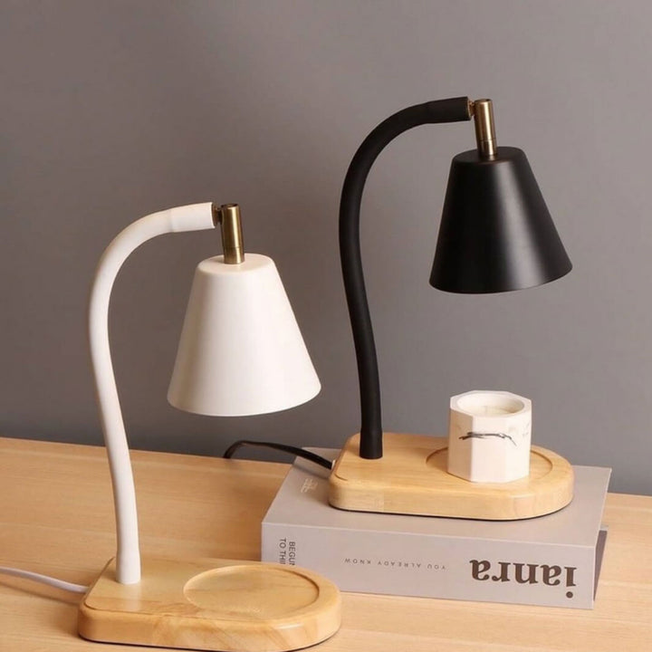 Lampe de Table à Cire Fondante à 1 Lumière avec Base en Bois de Cône Simple Nordique 