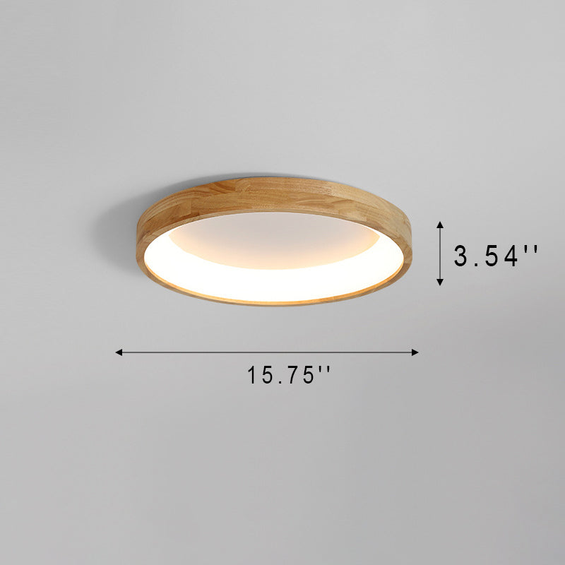 Modern Nordic Wooden Light Stand Round LED Flush Mount Light