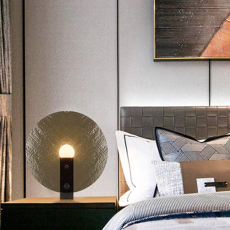 Lampe de table moderne en verre dépoli rond de luxe léger à 1 lumière 
