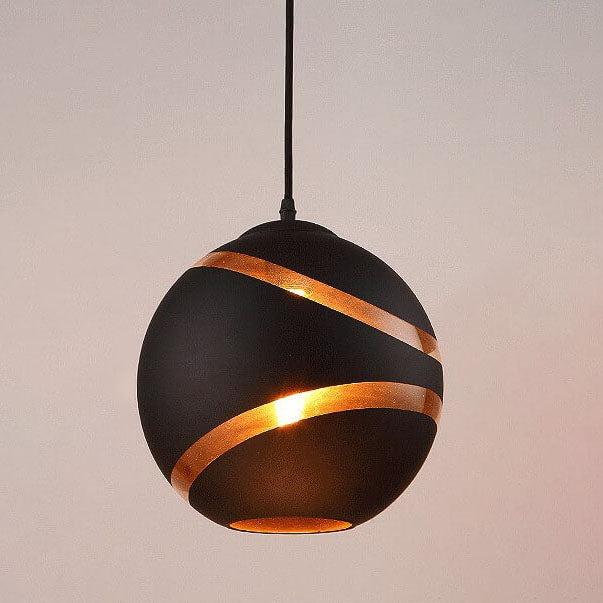 Modern Stripe Glass 1-Light Globe Pendant Light